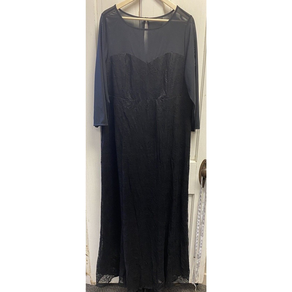NWT Torrid Size 16 Black Mesh Lace Gown Mermaid Dress Long Sleeve